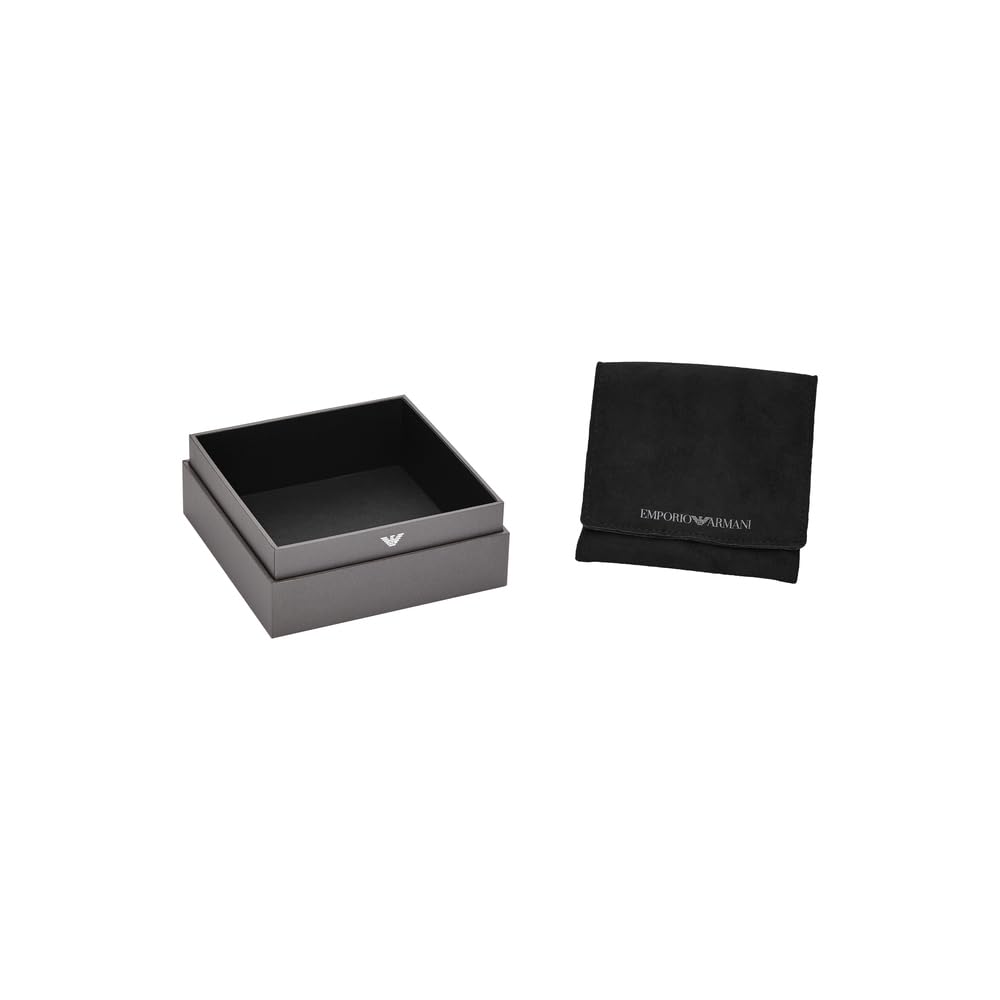 EMPORIO ARMANI Collar de cadena para hombre en acero inoxidable con cierre de langosta, Tono plateado