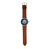 Fossil Reloj para hombre Townsman, movimiento mecánico automático, caja de 48mm de acero inoxidable plateado con correa de piel, ME3154, 48MM, Marrón y Tono Plateado