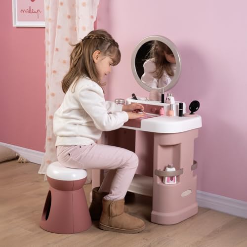 Smoby - Tocador My Beauty - Peluquería, manicura y maquillaje - Espejo y almacenaje - 15 accesorios - Material reciclado - A partir de 3 años - Fabricado en Francia