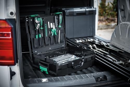 STAHLWILLE Juego de herramientas base de 95 piezas para artesanía e industria | carraca, destornillador, llave inglesa, puntas en L-Boxx (maletín de herramientas)