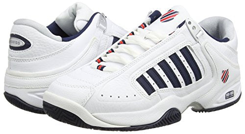 K-Swiss Defier Rs - Zapatillas de tenis Hombre, color blanco - white (white/dressblue/fieryred 164), talla 46 EU