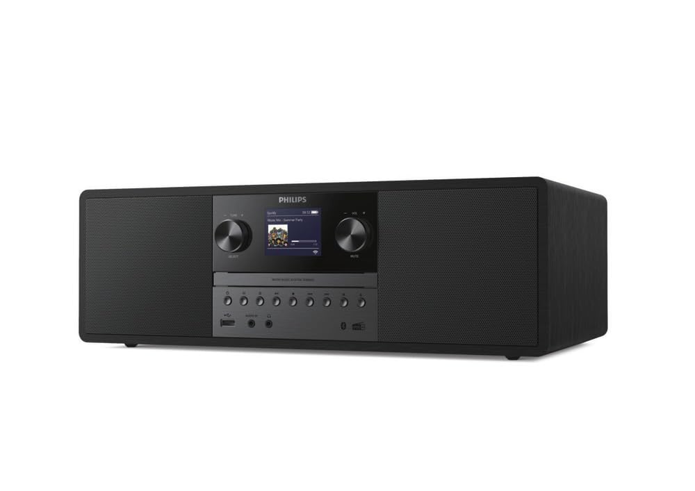 Philips TAM6805 Sistema de música Micro 50W con Radio por Internet, Bluetooth, Spotify Connect, USB, CD, Dab+, FM, Altavoces Bass Reflex – Sistema Compacto para el hogar o la Oficina