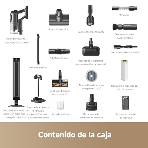 Dreame Z40 Station Aspiradora Escoba sin Cable con Vaciado Automático, Cepillo Multifunción Revelador de Polvo, Filtro Hepa, Herramienta de Fregado en Húmedo, Detección de Suciedad, 310 AW