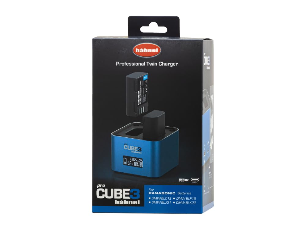 Hähnel - ProCube3 - para Panasonic - Cargador dúo DSLR - Carga más rápida - Entrada USB Tipo C
