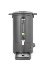 HENDI Hervidor de agua eléctrico 9L, dispensador de bebidas calientes, termo de una pared para vino, té, hasta 100°C, 230V, 50/60Hz, 950W, 307x330x(H)450mm, negro mate, acero inoxidable, PP