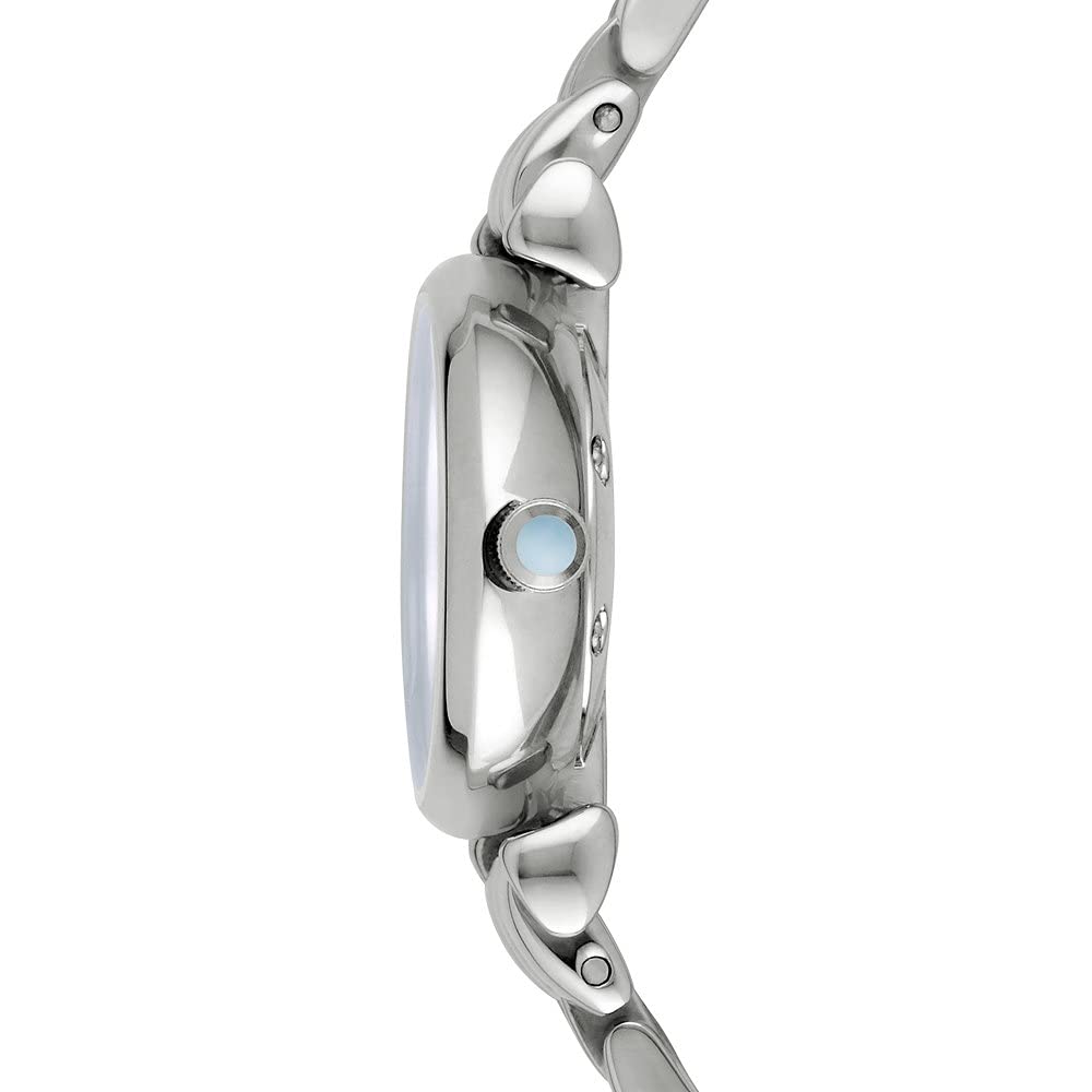 Emporio Armani Reloj Mujer, Movimiento de dos manecillas, caja de acero inoxidable plateado de 22 mm con correa de acero, AR1961, Tono plata y blanco