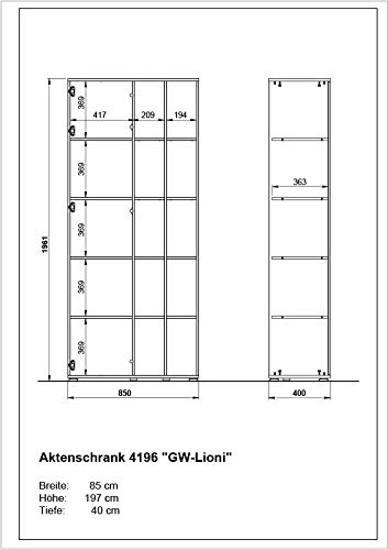 Germania Conjunto de Muebles de Oficina, BxHxT: 320x197x117 cm