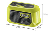 Ryobi - Pequeño Altavoz Portátil Bluetooth Compacto 18V One+ - hasta 20 Horas de Reproducción con 1 Batería de 2,5 Ah - Alcance del Bluetooth 25m - Se Vende sin Batería ni Cargador - RBTM18-0