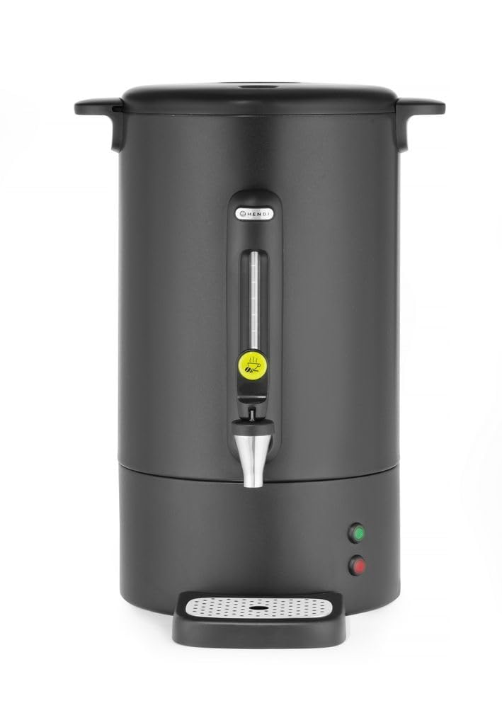 HENDI Percolador de café 14L, de una pared, con filtro incorporado y grifo antigoteo, para café molido grueso,230V, 50/60Hz, 1750W, 357x380x(H) 502mm, negro mate, acero inoxidable, PP