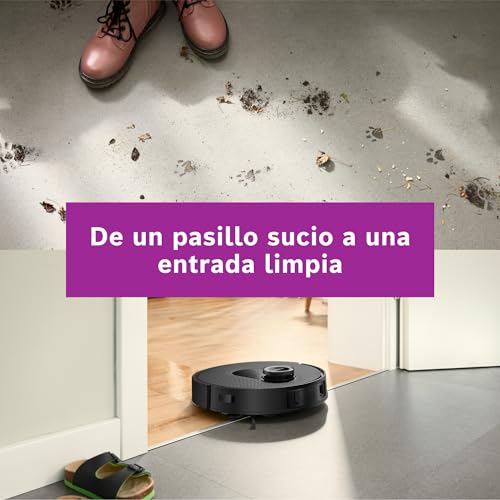 Bosch - Robot Aspirador Spotless MAX, BCRDW3B, aspira y friega, Potencia 11.000 Pa, Almohadillas giratorias, estación Seca-húmeda, Visión Inteligente luz estructurada, Bosch Home Connect App, Negro