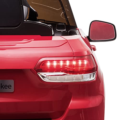 FEBER Jeep Cherokee Rojo 12V, Coche eléctrico, 1 Plaza, radiocontrol: Faros con luz, 2 Marchas, Acelerador y Freno eléctrico, de 3 a 8 años, Famosa (800013450)