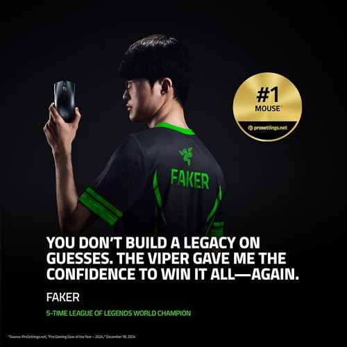 Razer Viper V3 Pro - Ratón inalámbrico Ultraligero Esports Gaming (8K Hz HyperPolling, diseño Ligero de 54g, Sensor Focus Pro 35K dpi, HyperSpeed Wireless, 95 Horas de duración) Negro