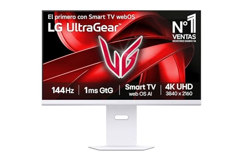 LG 32G810SA-W Monitor Ultragear, 31.5", 4K UHD, Panel IPS, 3840 x 2160, 144Hz, 1ms, G-Sync Compatible y FreeSync Premium, Pivotable, Blanco