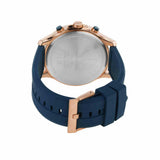 Armani Exchange Orologio da uomo, Movimento cronografo al quarzo e cassa da 46 mm con cinturino in silicone, Tono oro rosa y azul oscuro