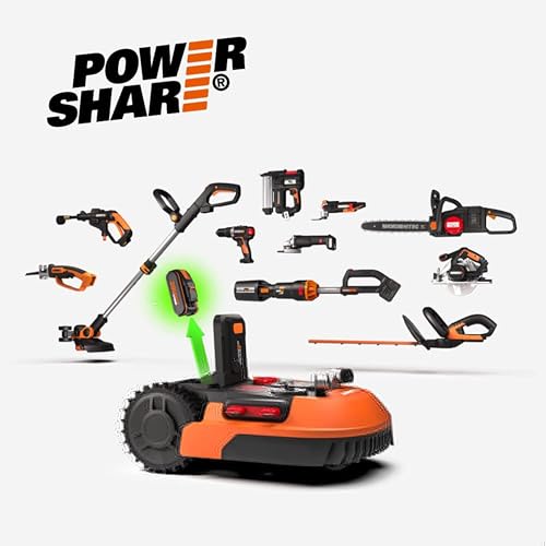 WORX WR169E Robot cortacésped con Cable delimitador de hasta 300 m², Navegación AIA, Control de Aplicaciones, Wi-Fi, Naranja-Negro