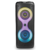 Ibiza - COLUMBA700 - Potente altavoz Bluetooth para karaoke con LED, TWS, USB-C, prioridad de micrófono - 2 entradas de micrófono, grabación, efectos de luz - USB, MicroSD - Negro