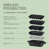 Panasonic NF-GM600 - Olla Multifunción Eléctrica 6 en 1, 1400 W, 40-250 °C, 9 Modos Automáticos, 6 Accesorios Platos, Extractor de Humo, Apta para Lavavajillas, Cable de 2,5 m, Color Negro
