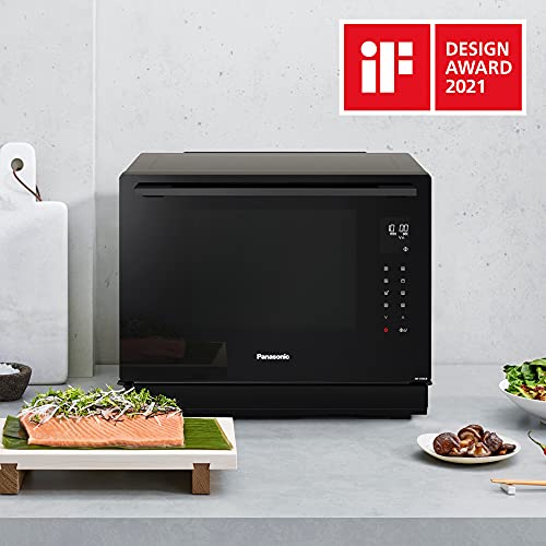 Panasonic NN-CS88LBEPG Horno combinado de vapor 4 en 1 con vapor, microondas, grill y convección, Tecnología Inverter, 31 L, 36 Programas Automáticos, Cocción en 2 Etapas, Menú Infantil, Negro