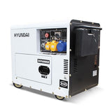 HYUNDAI HY-DHY6000SE, Generador Diesel Pro Monofásico Insonorizado, 5.2 W, 230 V, blanco/negro