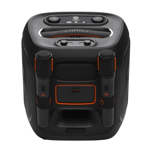JBL Partybox Encore 2, altavoz inalámbrico bluetooth para fiestas, con micrófono, 15h de autonomía, resistente a salpicaduras, sonido JBL Pro y AI Sound Boost, compatible con Auracast, negro