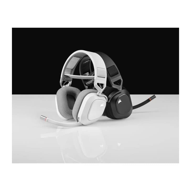 Corsair HS80 RGB WIRELESS Auriculares Inalámbricos para Juegos Multiplataforma RGB - Dolby Atmos - Micrófono Omnidireccional - Compatible con iCUE - PC, Mac, PS5, PS4 - Blanco