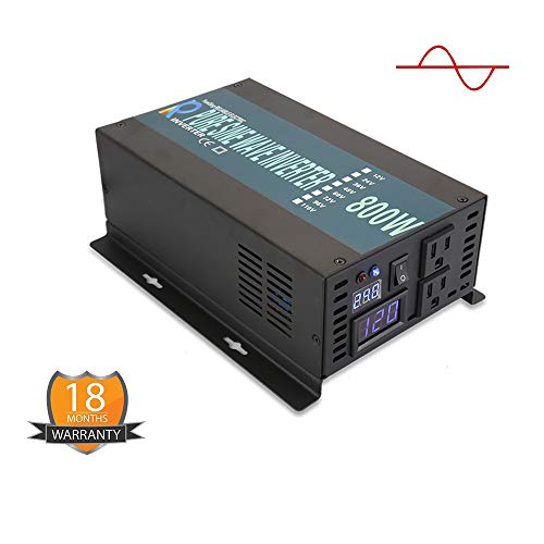 WZRELB Pantalla LED Duradera de Potencia Completa de 800 W, inversor Solar de Onda sinusoidal Pura de 12 V CC a 120 Vac (RBP80012B1)