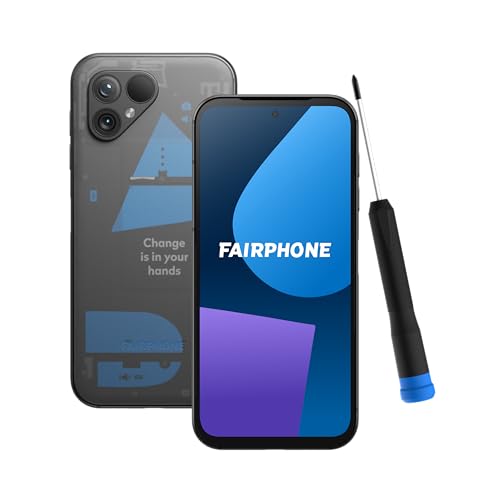 Fairphone 5 5G Smartphone sostenible (Pantalla de 6,46", cámara Dual de 50 MP, 8 GB/256 GB, 4200 mAh, Android 14) Incl. Destornillador iFixit, edición Transparente