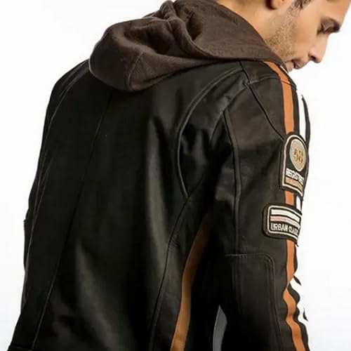 URBAN 5887 Chaqueta Moto Hombre en Cuero 58 Gents | Cazadora de Moto de Piel de Cordero | Armadura Removible para Espalda, Hombros y Codos Aprobada por la CE | Marrón | L