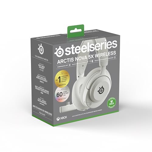 SteelSeries Arctis Nova 5X Blanco Cascos Xbox Inalámbricos - Xbox, PC, Switch 2, móvil - Controladores magnéticos de neodimio - Más de 100 preajustes - Batería de 60h - 2,4 GHz o BT - Micro Gen2.X