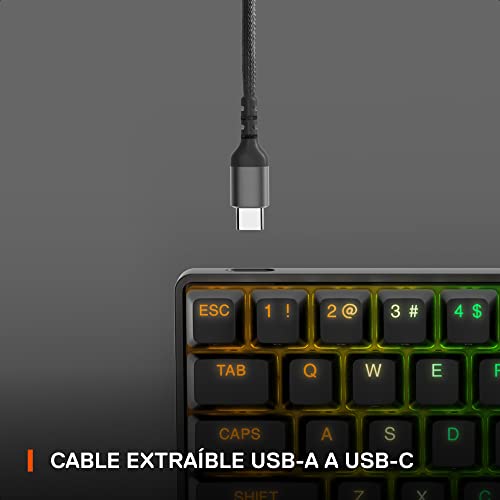SteelSeries Apex Pro Mini teclado gaming HyperMagnetic – El teclado más rápido del mundo – Accionamiento ajustable – Factor forma compacto 60 % – RGB – Teclas PBT – USB-C – Teclado alemana (QWERTZ)