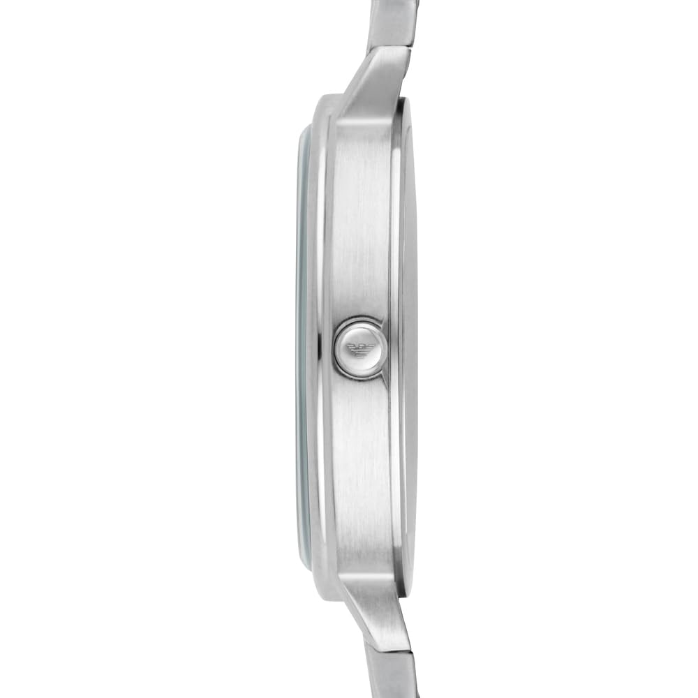 Emporio Armani Reloj Mujer, Movimiento de dos agujas, caja de acero de 28mm con correa de acero, AR2511, Tono plata y blanco perla