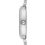 Emporio Armani Reloj Mujer, Movimiento de dos agujas, caja de acero de 28mm con correa de acero, AR2511, Tono plata y blanco perla