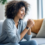 HAMA | Smartwatch 8900 (Reloj Inteligente, con GPS, Pantalla Tactil Amoled, Reloj Deportivo, Permite Hacer Llamadas en Manos Libres) Color Plata y Beige.