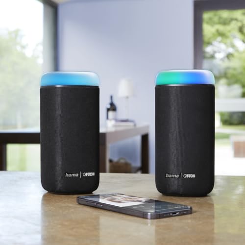 Hama Altavoz Bluetooth 30W, Resistente al Agua IPX4, Efectos de luz LED, 12 Horas de duración de la batería, Caja de música Bluetooth, Negro