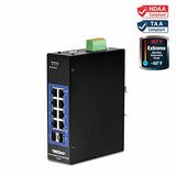 TRENDnet, TI-G102i, Conmutador DIN-Rail Industrial Gigabit L2 Administrable de 10 Puertos, 8 Gigabits, 2 SFP, Montaje en Riel DIN, IP30, Divisor Ethernet, Negro