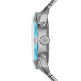Diesel reloj Spiked para hombre, movimiento cronógrafo de cuarzo con correa de acero inoxidable, Tono plateado y azul claro