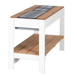 roba Ampliación de Cocina para casa de Juegos – Cocina Infantil al Aire Libre Blanco y marrón con Barbacoa y Placas de cocción – Accesorios para casa de Juegos de jardín a Partir de 18 Meses – con