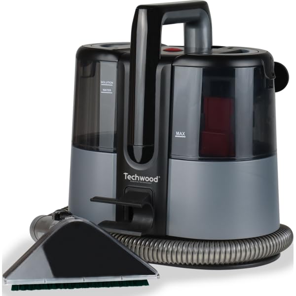 Limpiador Desmanchador 600W TNA-006 - Cepillo Extra Grande, Aspiración de Manchas, 2 Depósitos Separados, Accesorios Incluidos, Cable de 4m, Potencia 600W TECHWOOD