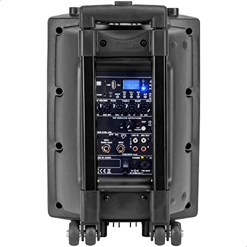 Ibiza Sound PORT8VHF-BT Sistema de sonido portátil y autónomo de 20 cm, Bluetooth, Wireless, potencia de 200 W con un alcance de hasta 400 W, Negro