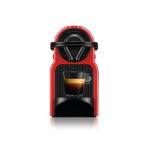 Krups Nespresso Inissia, Máquina de café espresso en cápsulas, Compacto automático, Presión 19 bar, Color Negro/Rojo, Tamaño único