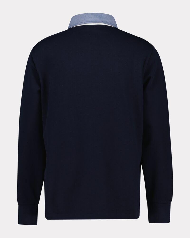 GANT Hombre Polo De Manga Larga Chambray Regular Heavy Rugger, Evening Blue, L