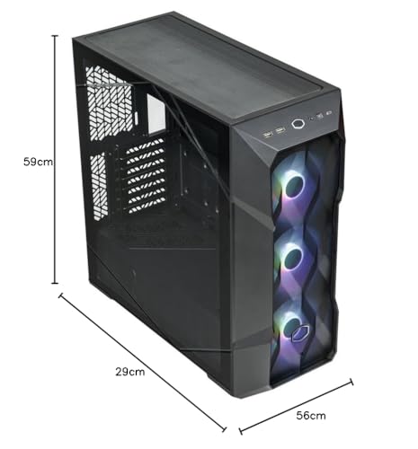 Cooler Master MasterBox TD500 Mesh V2 – Caja PC Mid-Tower E-ATX, Malla Poligonal, 3x120mm Ventiladores ARGB Preinstalados, Panel Superior Extraíble, Panel Lateral Vidrio Templado, USB C 10Gbps, Negro