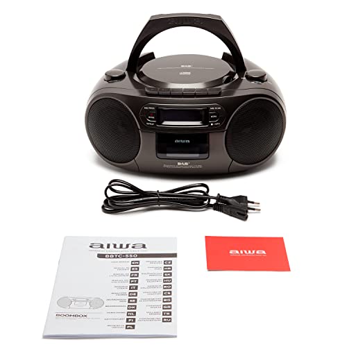 Aiwa BBTC-660DAB/BK: Radio Cassette Portátil con CD, Bluetooth y USB, Grabador de Cassettes, RDS, FM PLL, Dab+, Mando a Distancia, Color: Negro