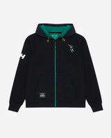 KIMOA - Sudadera Aston Martin F1 2024 Fernando Alonso - Sudadera Hombre con Capucha, Sudadera Cremallera Hombre - XS - Negra - Tejido Reciclado