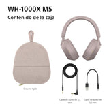 Sony WH-1000XM5 Auriculares de Diadema inalámbricos Premium con Noise Cancelling, Bluetooth, Llamadas, Hi-Res, 30 h de batería, Incluye Estuche rígido, iOS, Android - Rosa Palo