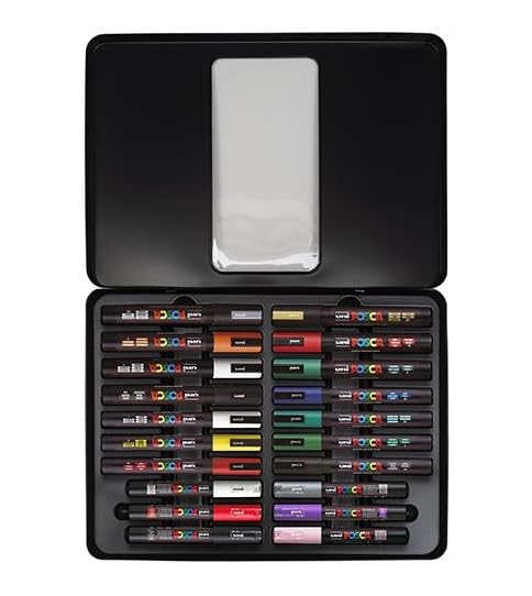 POSCA UNI-BALL - Maleta Metálica - Estuche - Set de Rotuladores de 20 Piezas - Unidades Surtidas