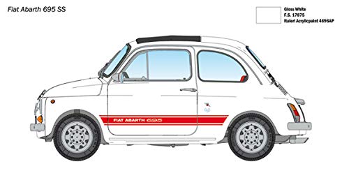 Italeri 4705S Fiat 4705-1:12 Abarth 695 SS/Assetto Corsa, maqueta, Modelo de construcción, sin barnizar