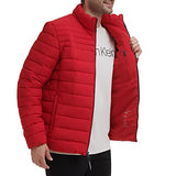 Calvin Klein Full Zip Down Puffer Coat Chaqueta, Rojo Profundo, XL Hombres