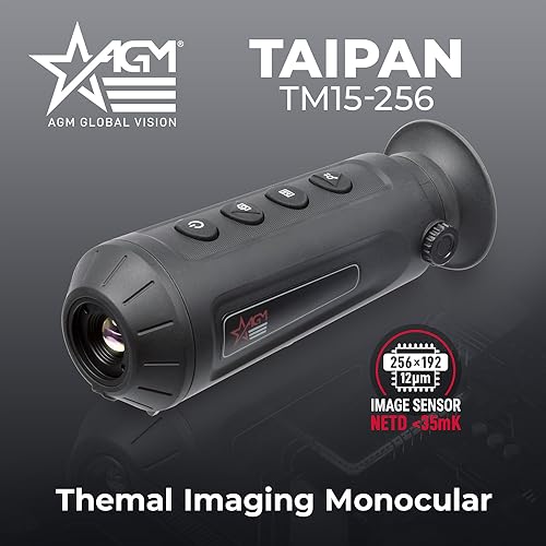 AGM Global Vision Monocular térmico Taipan TM15-256 monocular de Imagen térmica para Caza 256 x 192 (50 Hz), monocular para Adultos de Alta Potencia, cámara térmica táctica, visión de Calor,