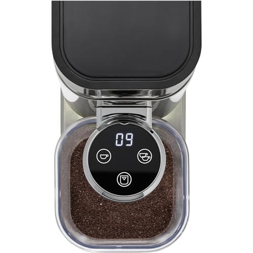 WMF Lumero - Molinillo de café espresso eléctrico, 150 W, botones táctiles LED, 40 grados de molienda, contenedor de harina de café, acero inoxidable Cromargan mate